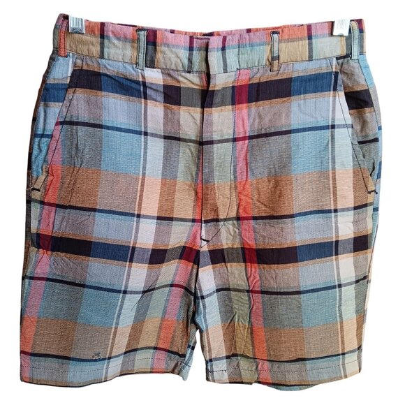 26 Waist X-SMALL True Vtg 1970s M ens IVY LEAGUE PLAID Steel Zip Shorts - Picture 1 of 6